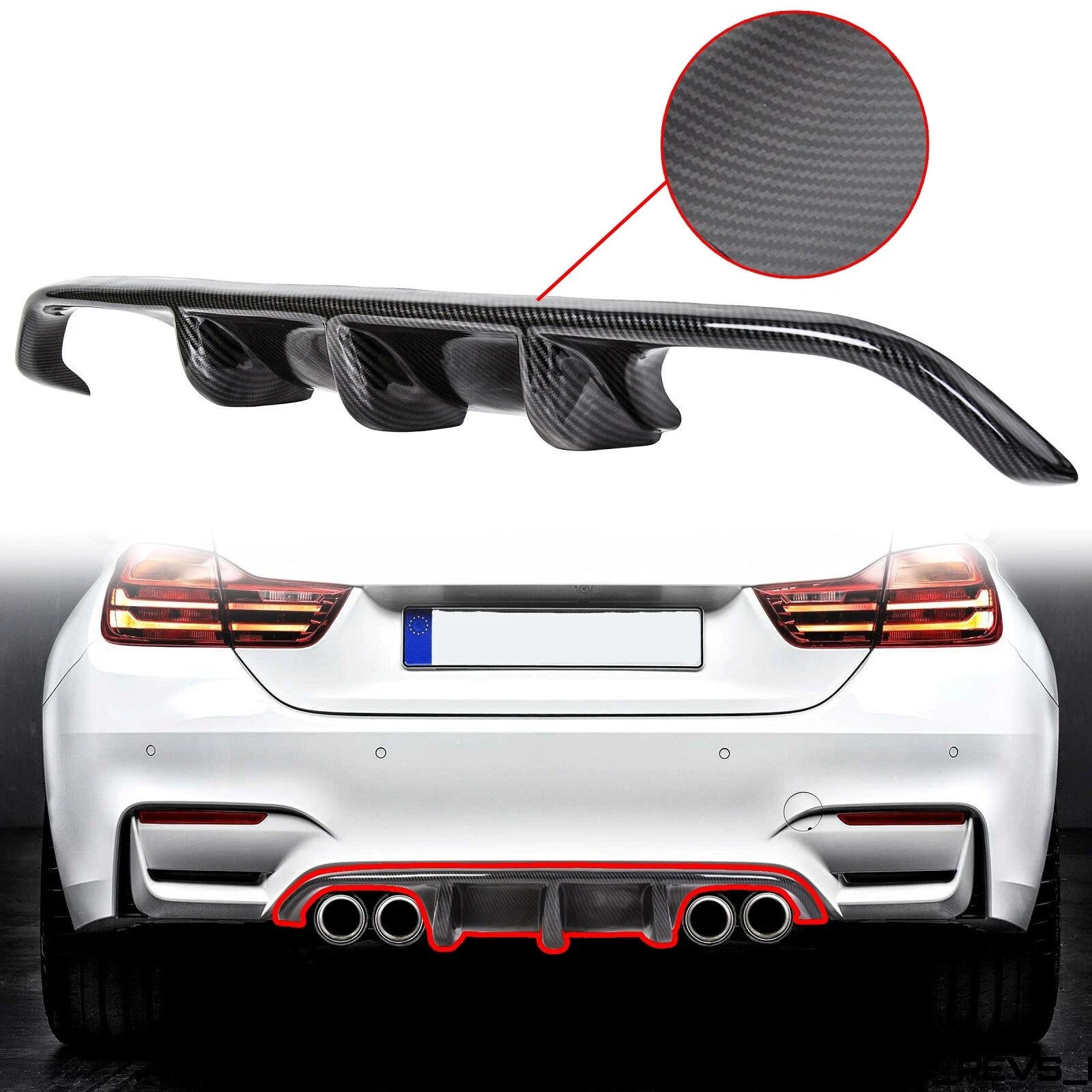 Carbon Fiber Rear Bumper Diffuser for BMW M3 M4 (2015–2018)