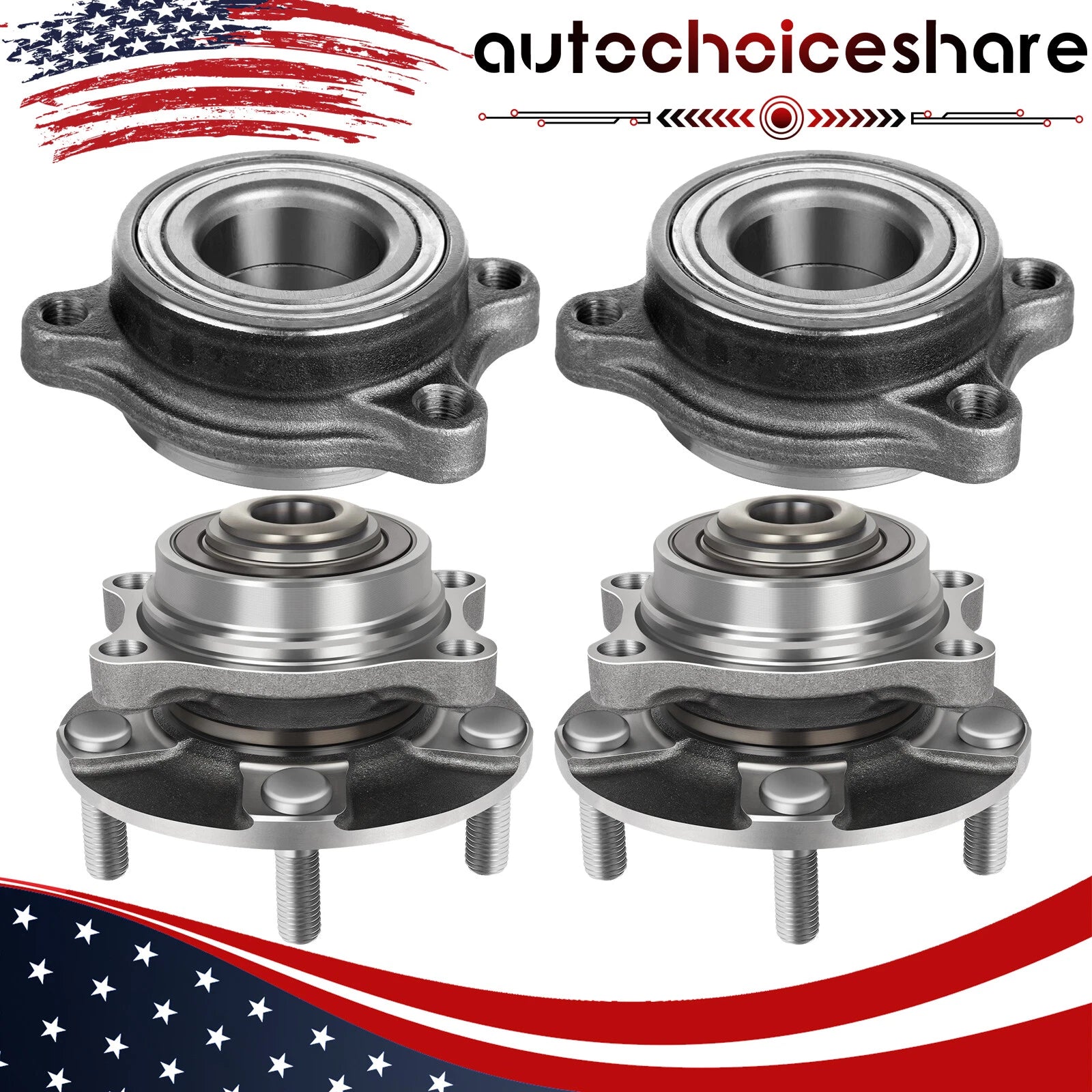Set of 4 Wheel Hub Bearings for Infiniti G35 Nissan 350Z (2003–2007)