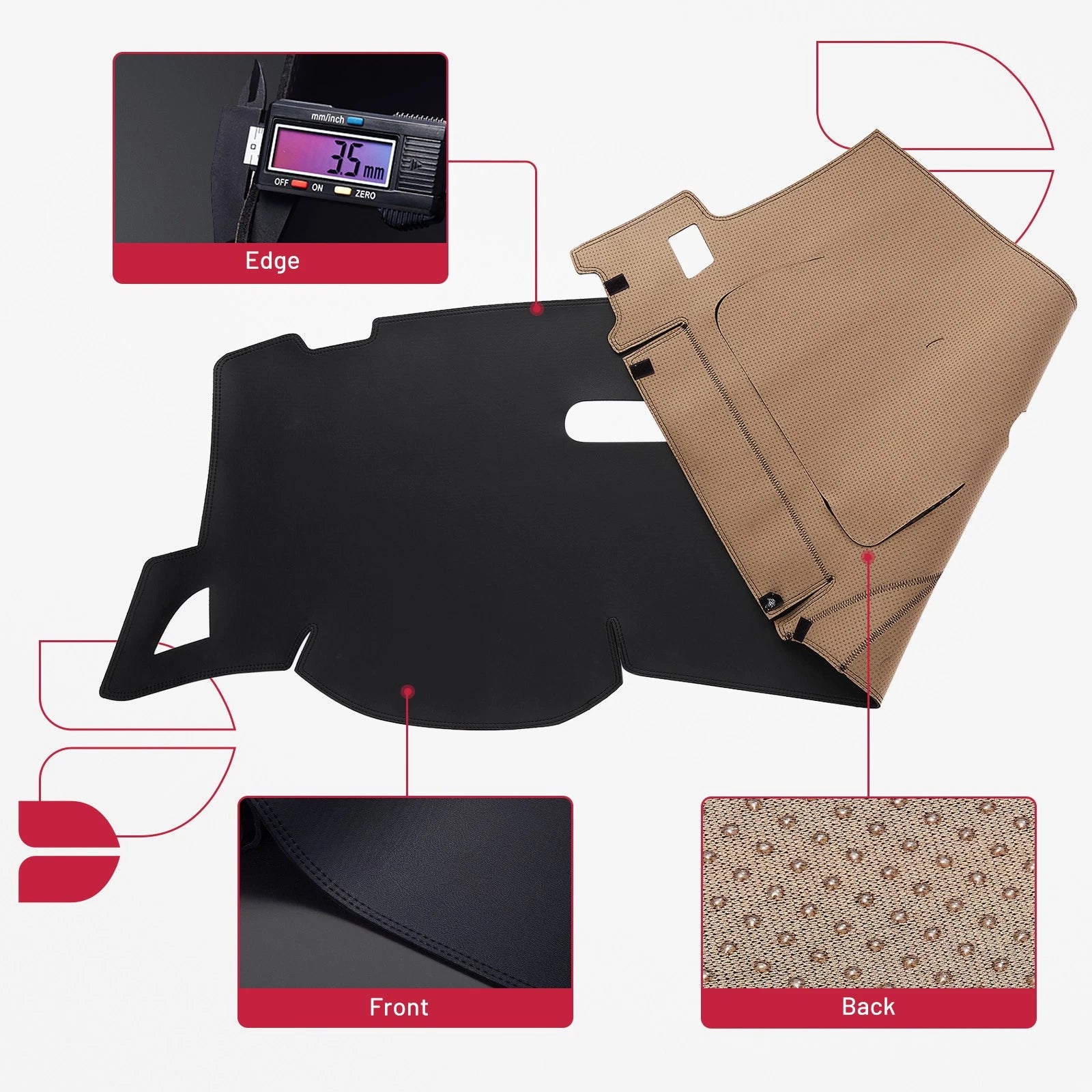 Dashboard Cover for GMC Sierra 1500 (2014–2018) - Black PU Dash Mat