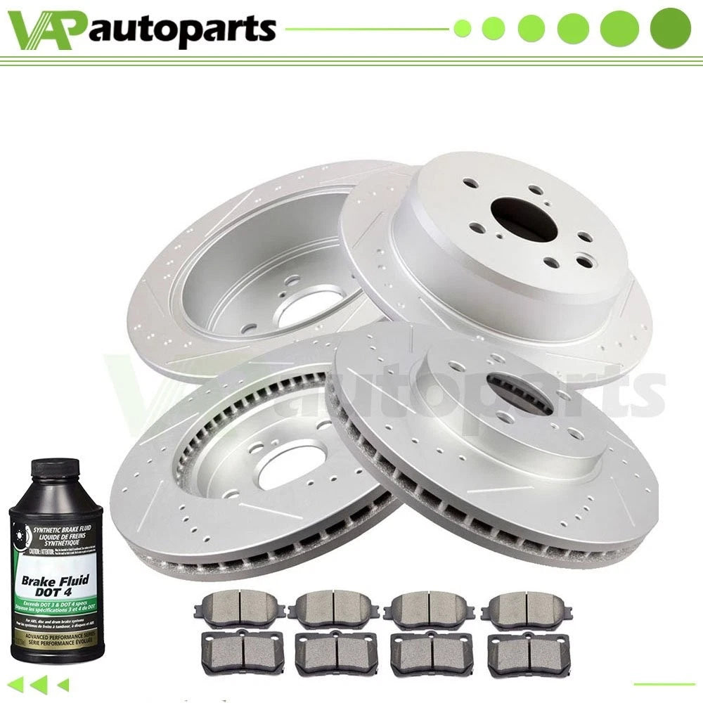 Set of 4 Brake Pads and Rotors for Lexus IS250 (2009–2013) Drilled & Slotted