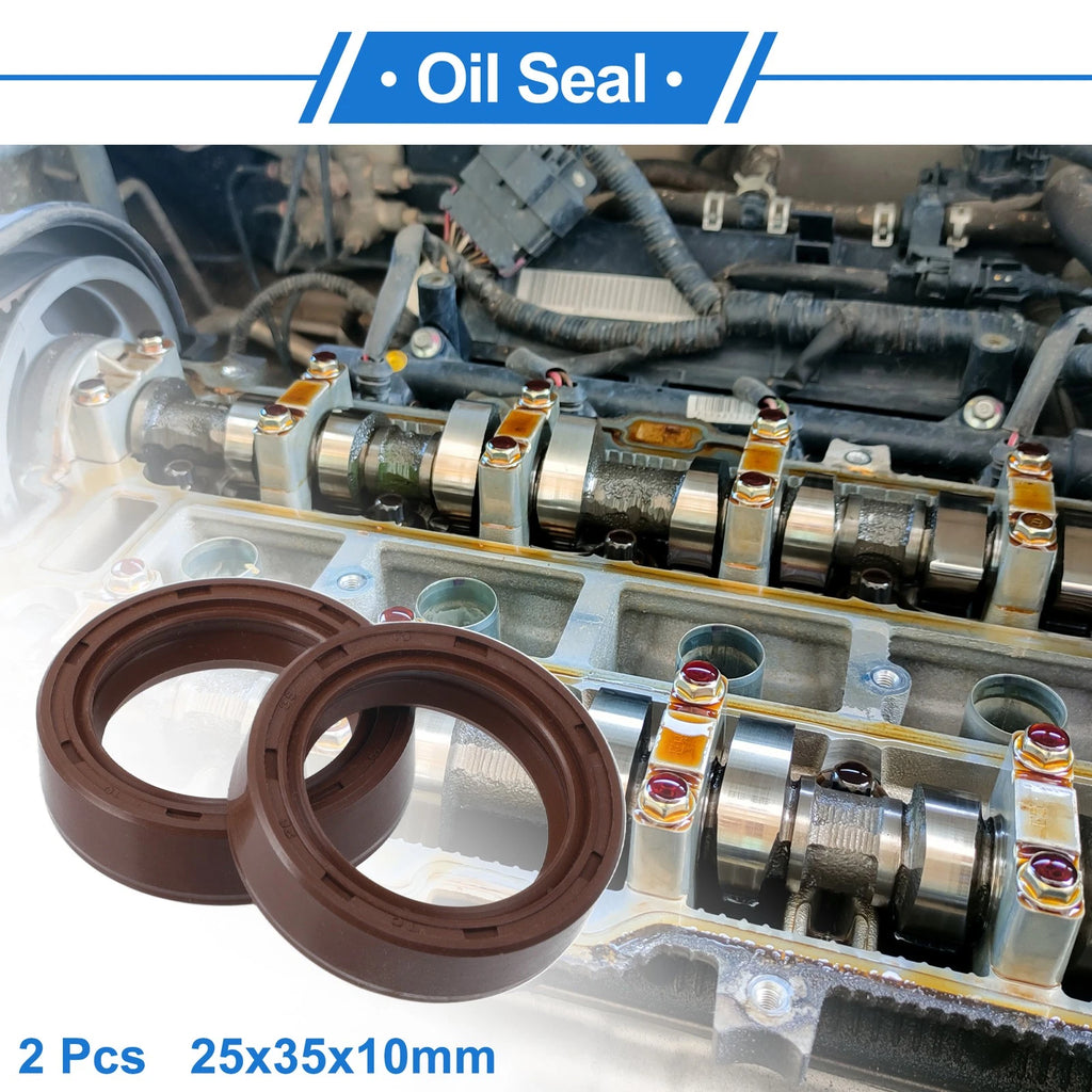 2X Oil Seal Rotary Shaft Seal FKM Rubber 25x35x10mm for Universal Applications