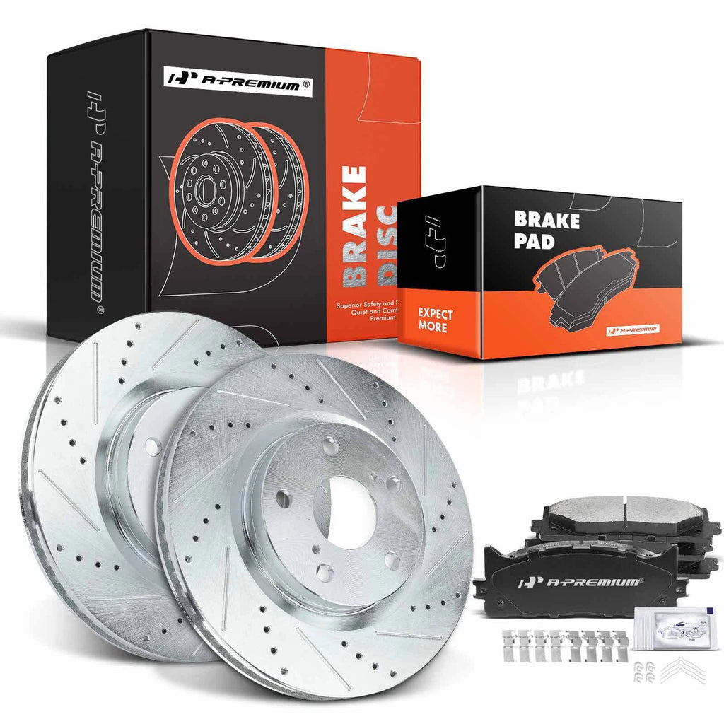 Front Drilled Brake Rotors and Ceramic Pads for Toyota Camry (2007–2017)