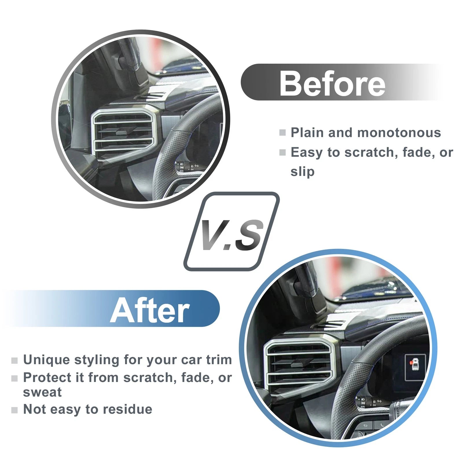 Air Condition Outlet Vent Trim Cover Frame for Toyota Tundra (2014–2021) Carbon Fiber Black