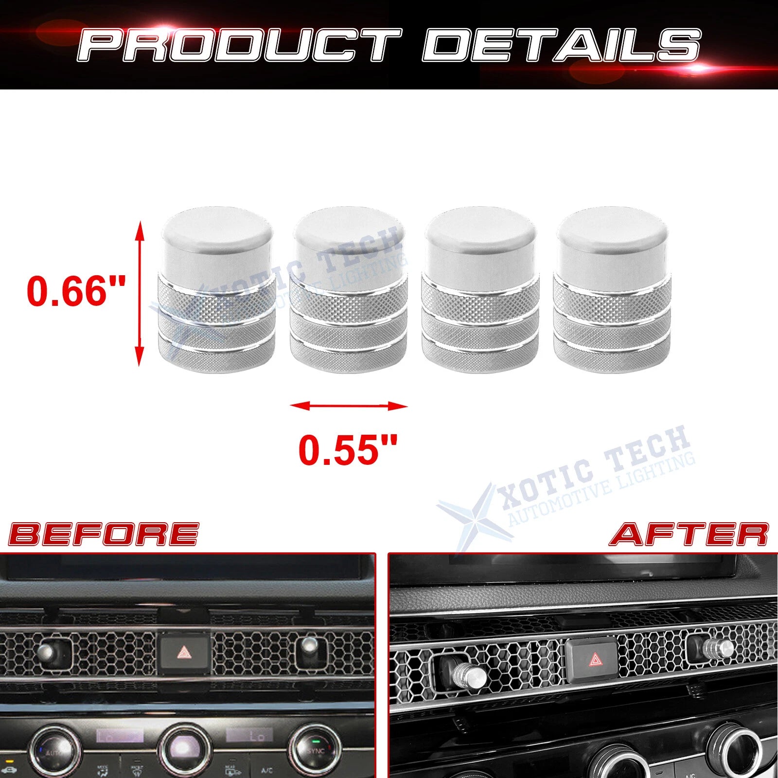 Console AC Air Outlet Knob Overlay Trim for Honda Civic (2023-2024)