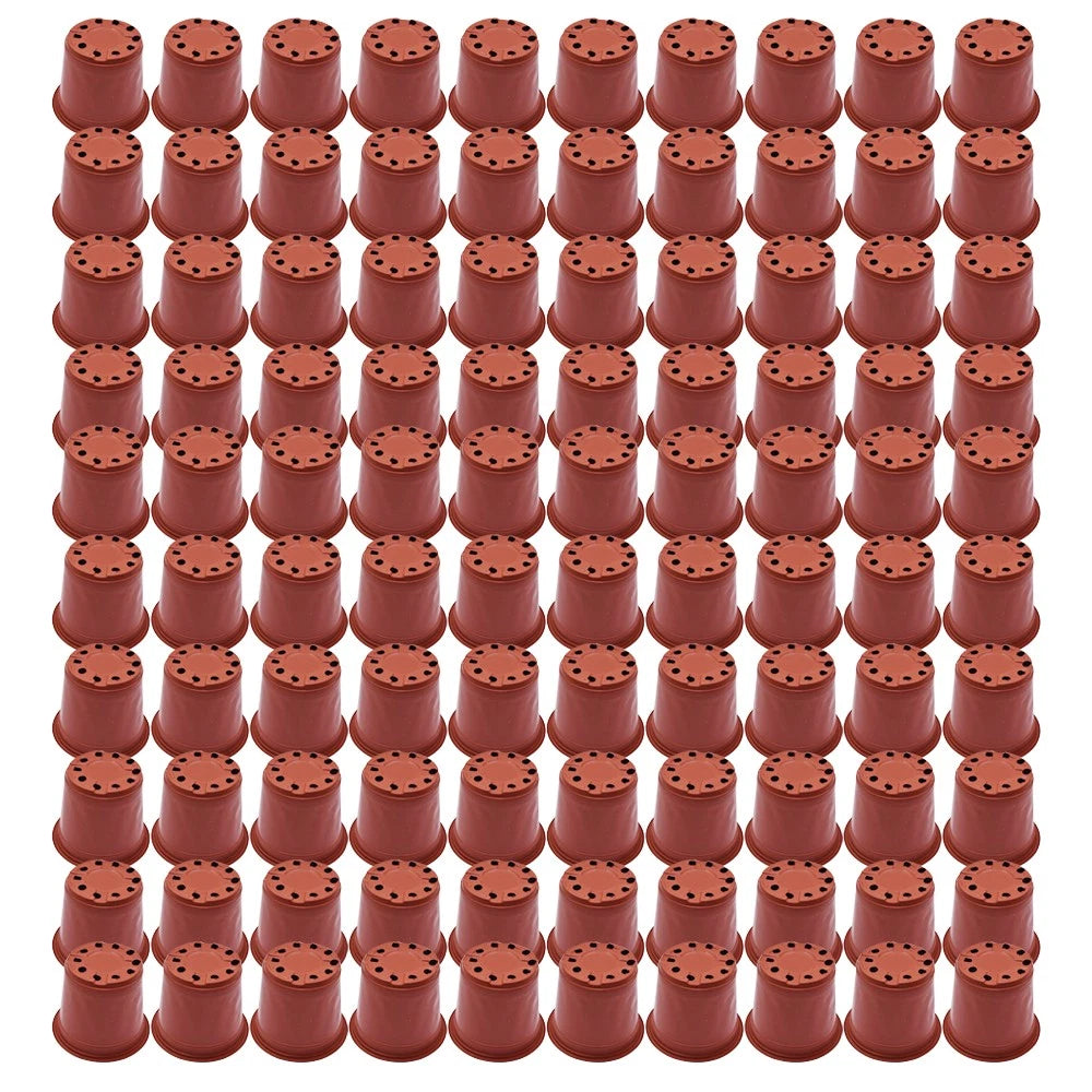 Set of 100 Plastic Plant Flower Starting Pots for Seedlings