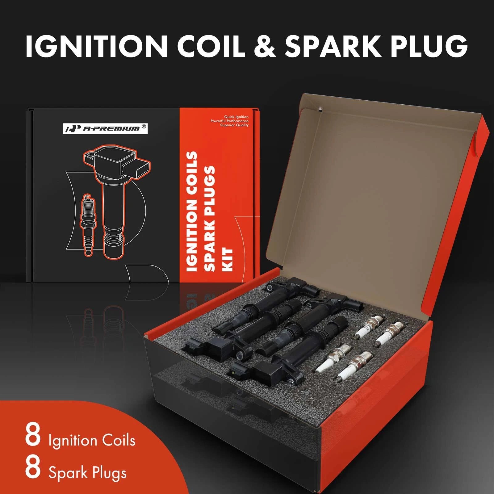 Set of 8 Ignition Coils & Iridium Spark Plugs for Jeep Grand Cherokee (2002–2004)