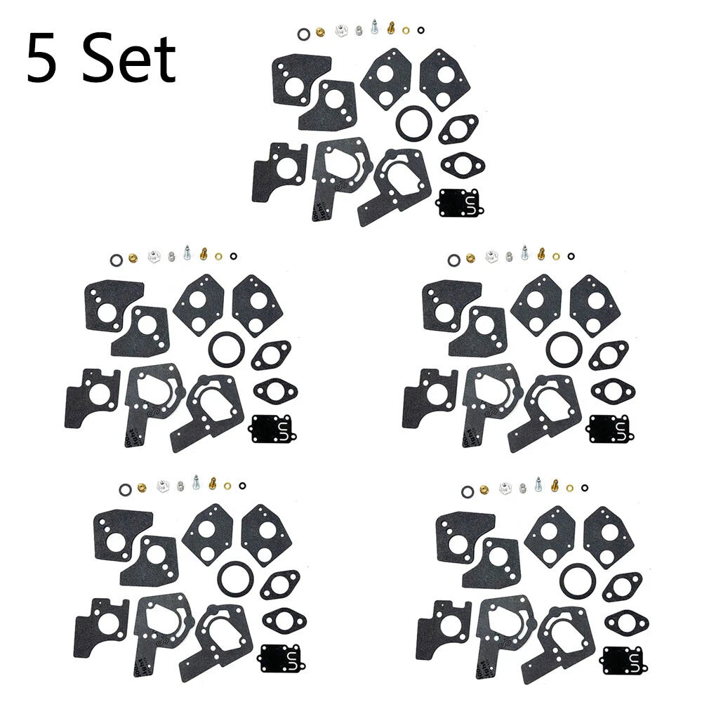 Set of 5 Carburetor Rebuild Overhaul Kit for B&S 3-5HP Engine (495606, 494624)