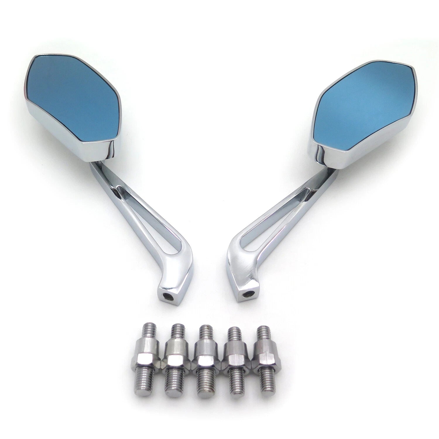 Chrome Mirrors for Honda Suzuki Kawasaki Yamaha Harley (8mm 10mm)