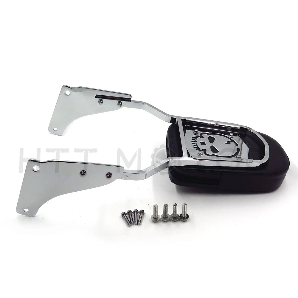 Skull Sissy Bar with Backrest & Leather Pad for Honda Shadow Ace 1100 (1997–2003)