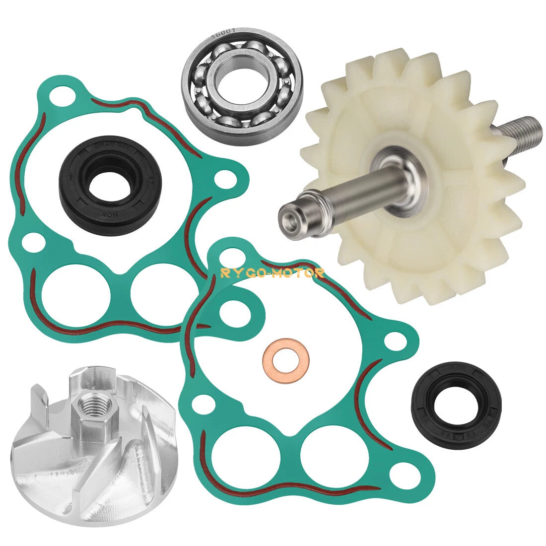 Water Pump Rebuild Kit for Honda CR500R (1986–2001) - Impeller, Shaft, Gear, Gasket