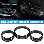 3pcs AC Mode Switch Knob Ring Cover for Nissan Rogue (2021–2022) Black
