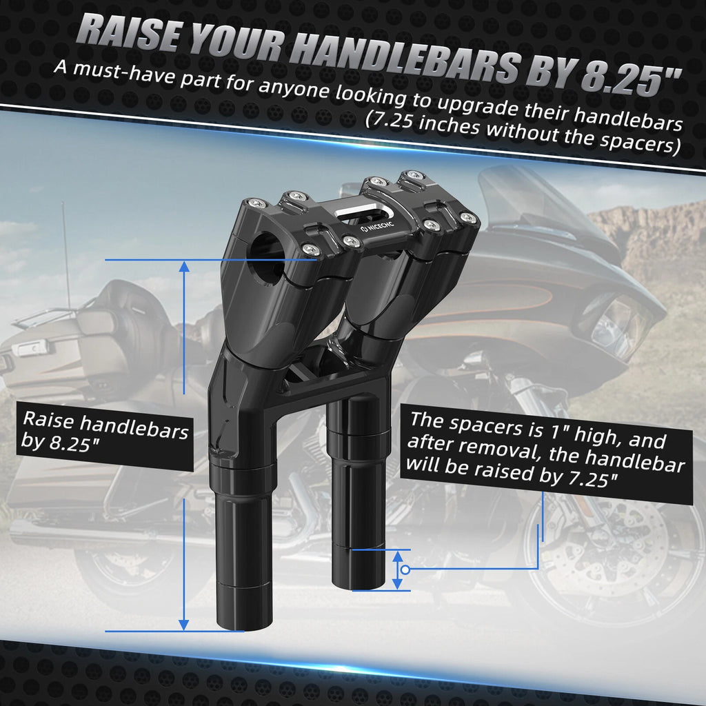 Set of 1" Bar Kickback Risers for Harley Street Bob FXBB 107 (2018–2020), FXBBS 114 (2021–2023)