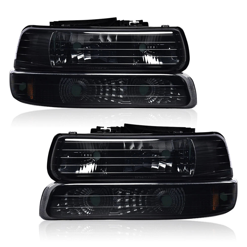 Smoke Black Headlight Lamps for Chevy Silverado, Suburban (1999–2006)