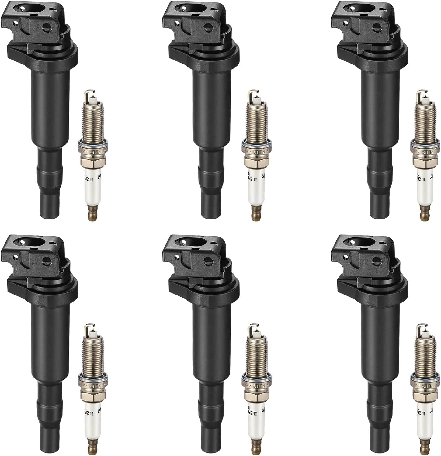 Set of 6 Ignition Coils and Iridium Spark Plugs for BMW E46 E60 E90 X3 X5 (1998–2013)
