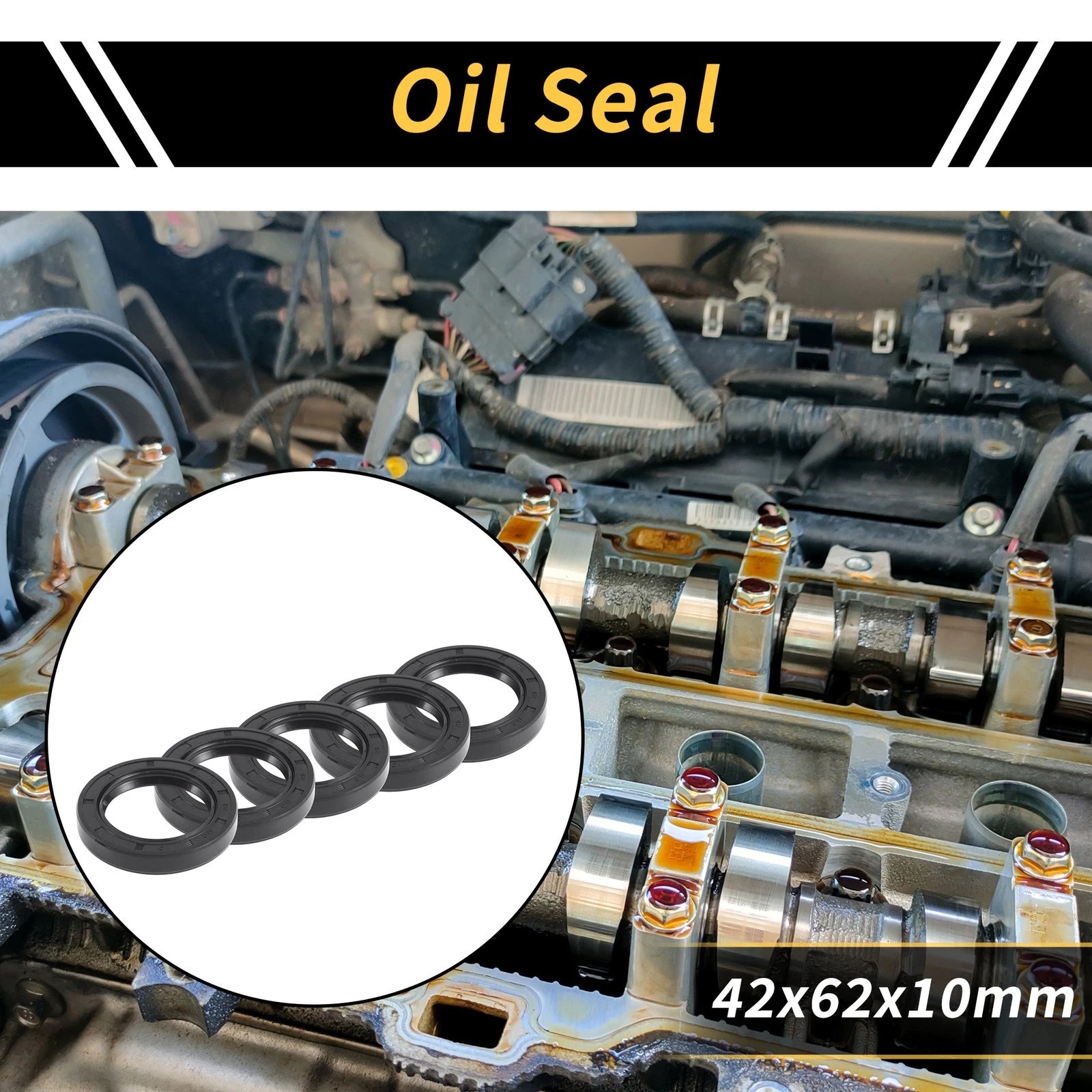 Set of 5 Oil Seal Rotary Shaft Seal NBR Rubber 42x62x10mm