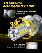AUXITO H10/9145/9140 LED Bulbs for Fog Daytime Running Lamps (6500K)