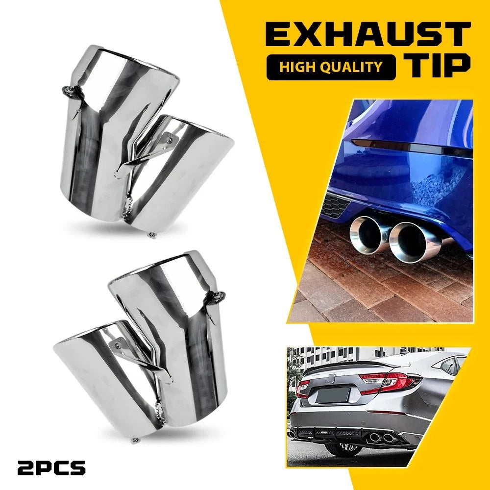 2X Exhaust Pipe Tip Cover for Honda Accord Sport (2018–2022) Polished V