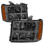Smoked Lens Amber Corner Headlights for GMC Sierra 1500 2500 3500 HD (2007–2014)