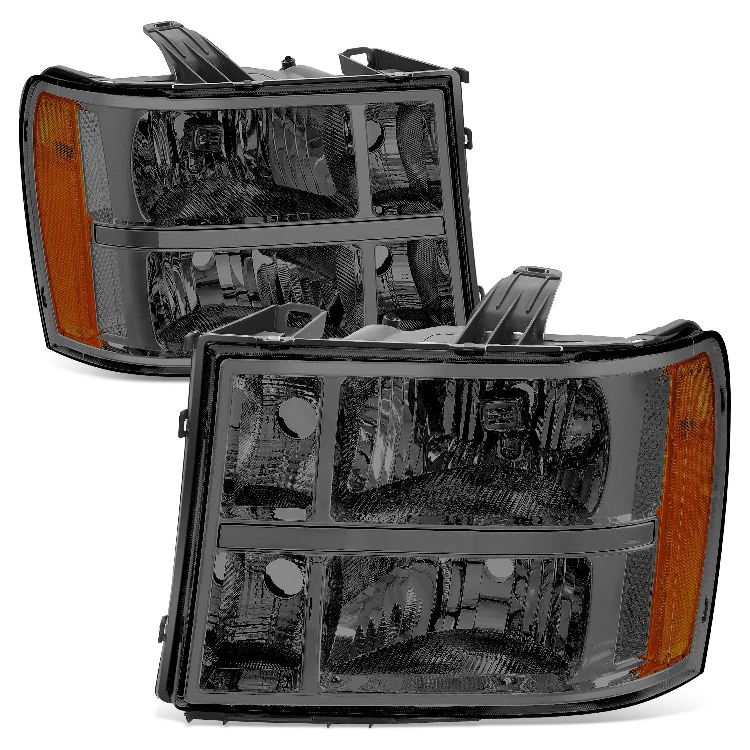 Smoked Lens Amber Corner Headlights for GMC Sierra 1500 2500 3500 HD (2007–2014)