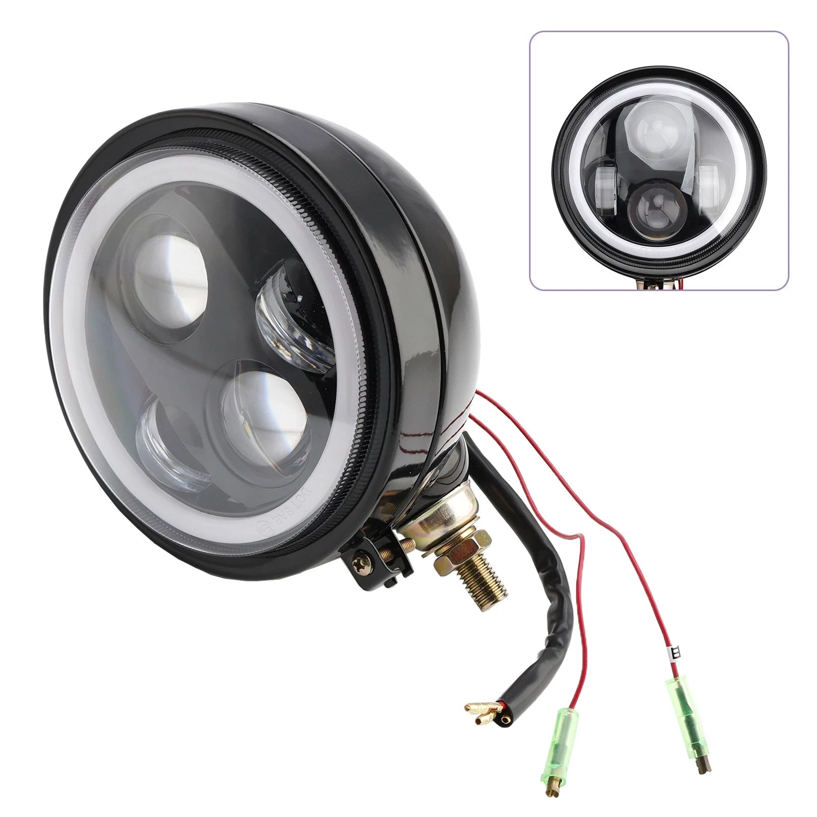 4X Beam Headlight Fog Lamp for Racer Bobber Chopper (Custom Fit)