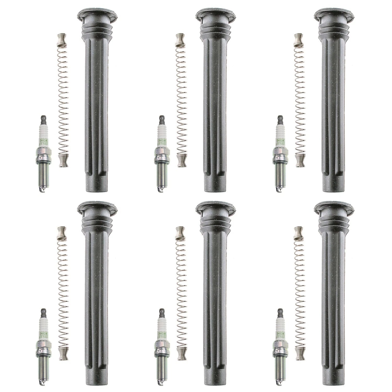 NGK 6 GPower Platinum Spark Plugs & Denso Coil Boots Kit for Dodge Charger Ram 1500 (2002–2023)