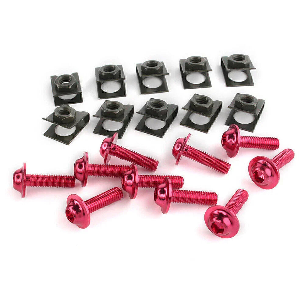 10 x CNC Red Motorcycle M6 Body Fairing Bolts Fasteners for Make & Model