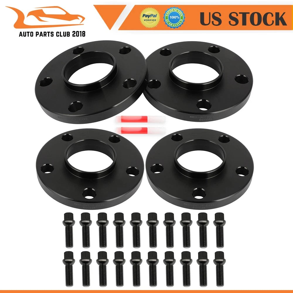 Set of 4 15mm 5x112 Hubcentric Black Wheel Spacers for Benz A-Class (W169)