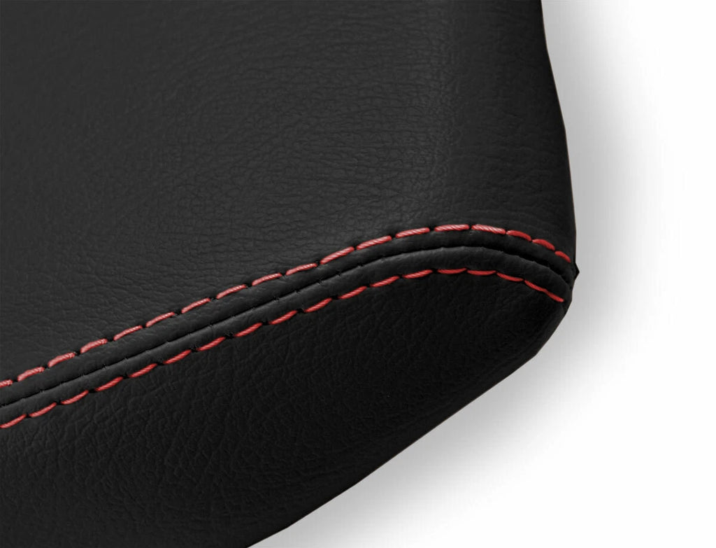 Leather Console Lid Armrest Cover for Volkswagen Atlas (2018–2021) Red Stitch
