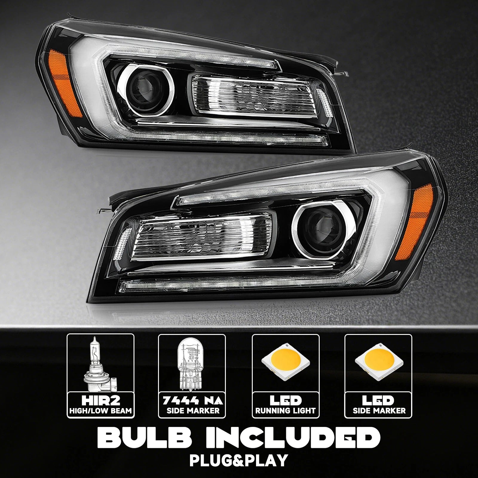 Halogen Headlight w/ LED DRL for GMC Acadia (2013–2016) Left+Right Pair