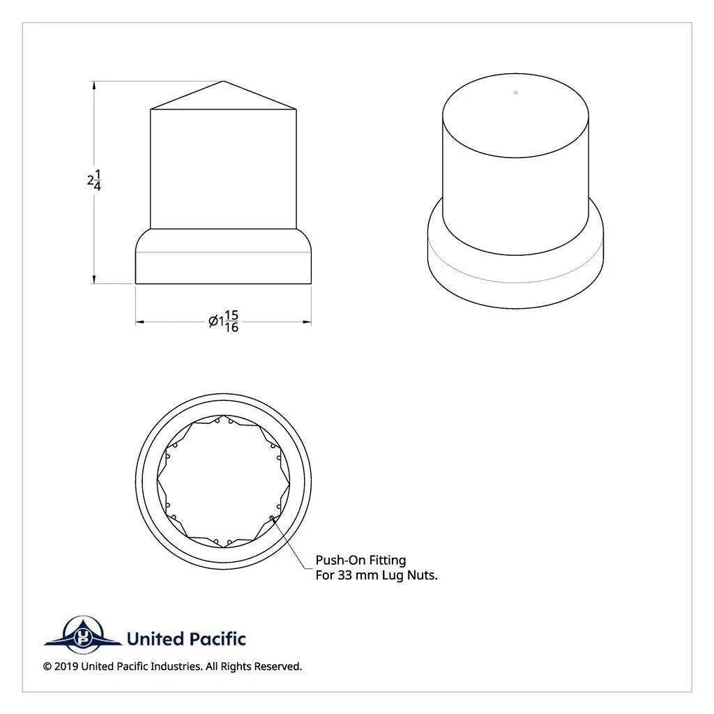 Lug Nut Covers Chrome Push On Set for 33mm Wheels (2005–2015)