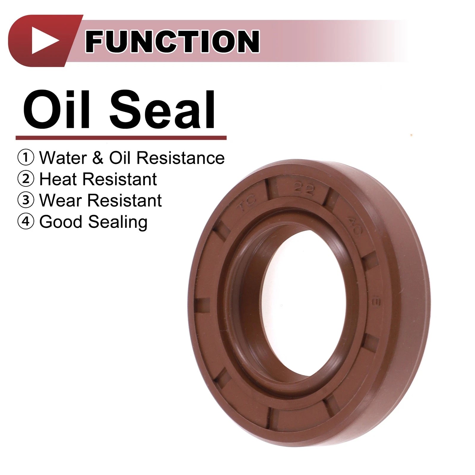 Set of 2 Oil Seal Rotary Shaft Seal FKM Rubber 22x40x8mm