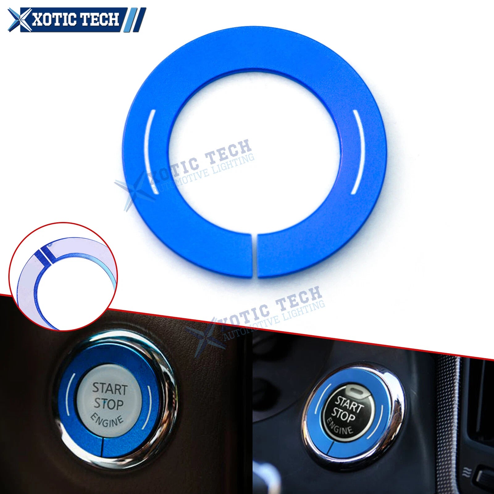 Engine Start Stop Push Button Knob Switch Decor Trim Ring for Infiniti (Blue)