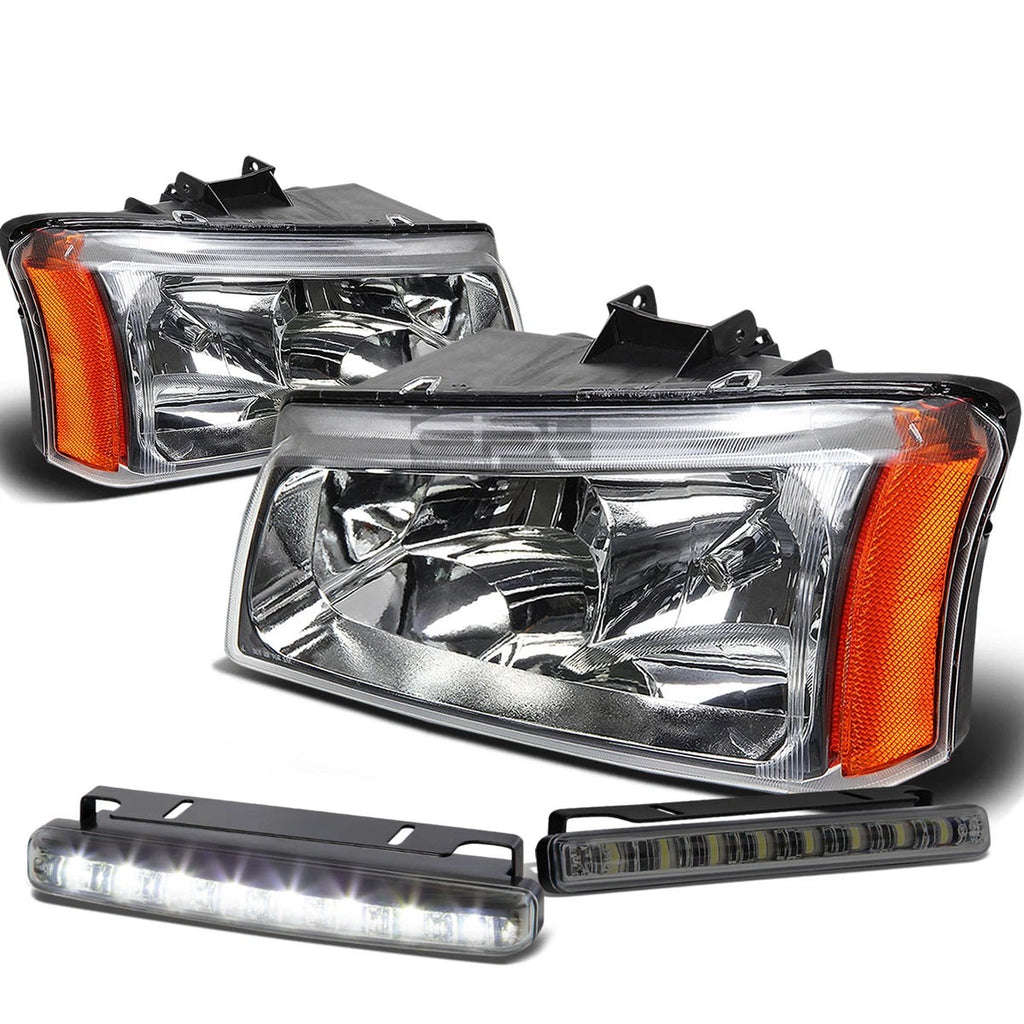 Chrome Crystal Lens Headlight + Amber Corner + LED Fog Light Set for Silverado (2003–2007)
