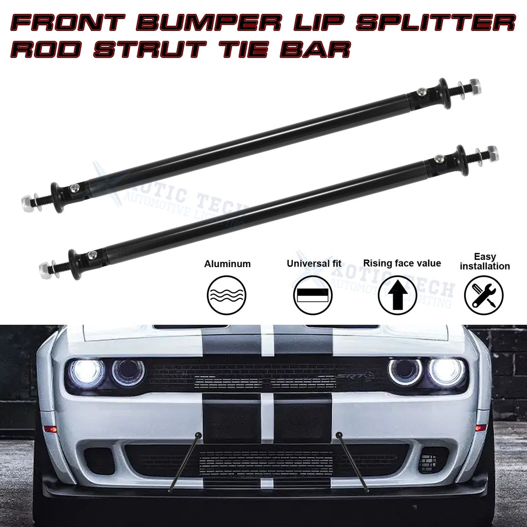 Black Aluminum Bumper Lip Splitter Diffuser Strut Rod Tie Bars for 7.87 inch (YYYY-YYYY)
