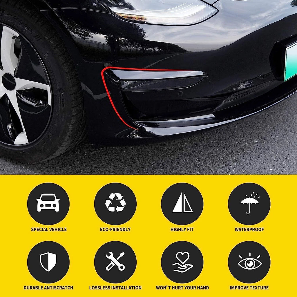 Gloss Black Front Fog Light Eyebrow Cover Trim for Tesla Model 3 (2017–2023) U8