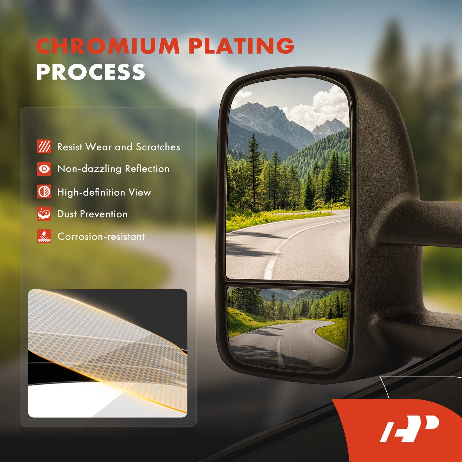 Pair Manual Mirror Glass for Mercedes-Benz Sprinter 2500 3500 (2010–2014)