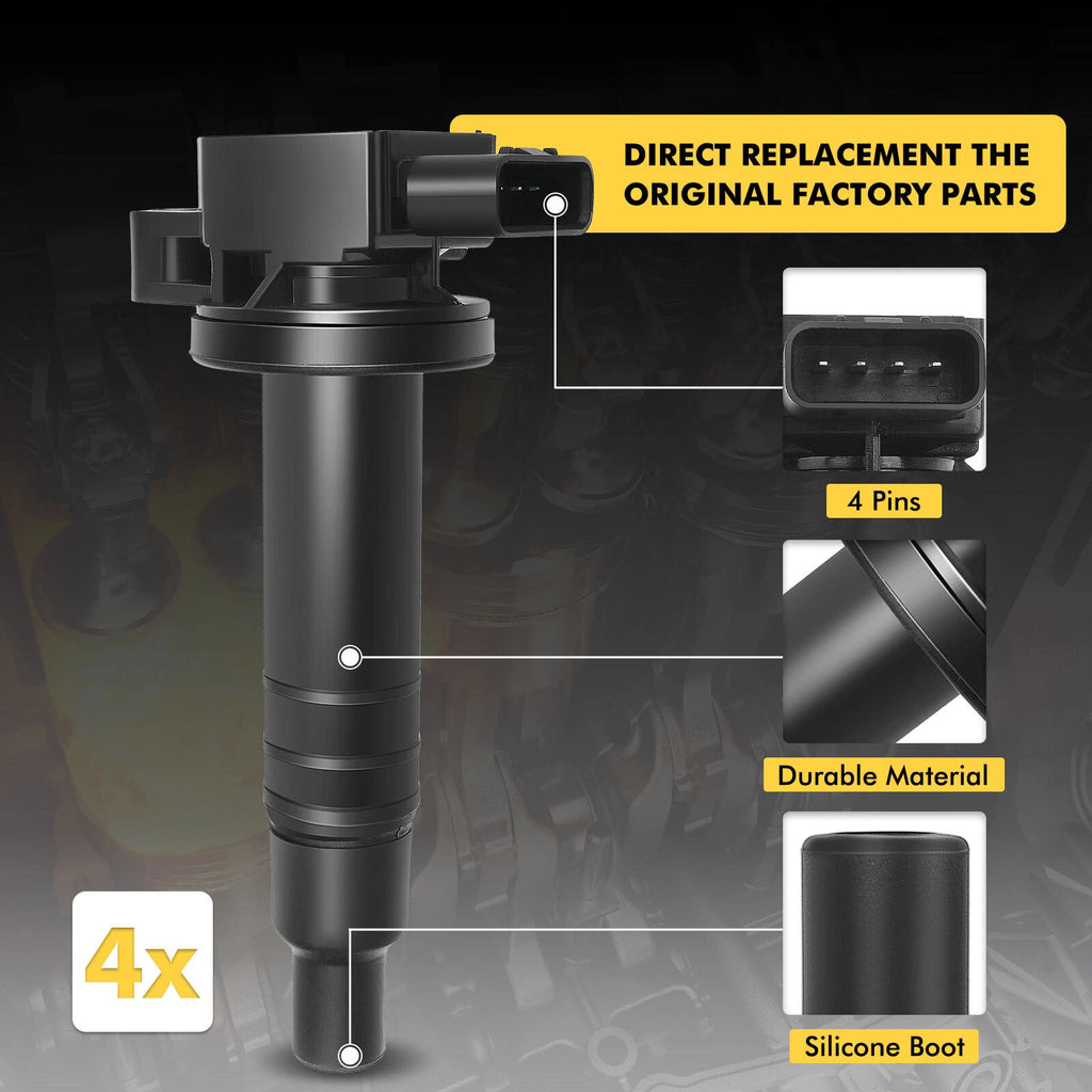 4x Ignition Coil & 4x Iridium Spark Plug for Toyota Prius/Yaris (2001–2009)