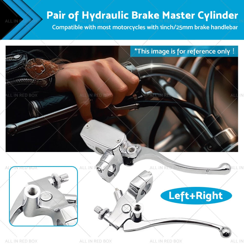 1" Chrome Brake Master Cylinder Clutch Lever for Harley