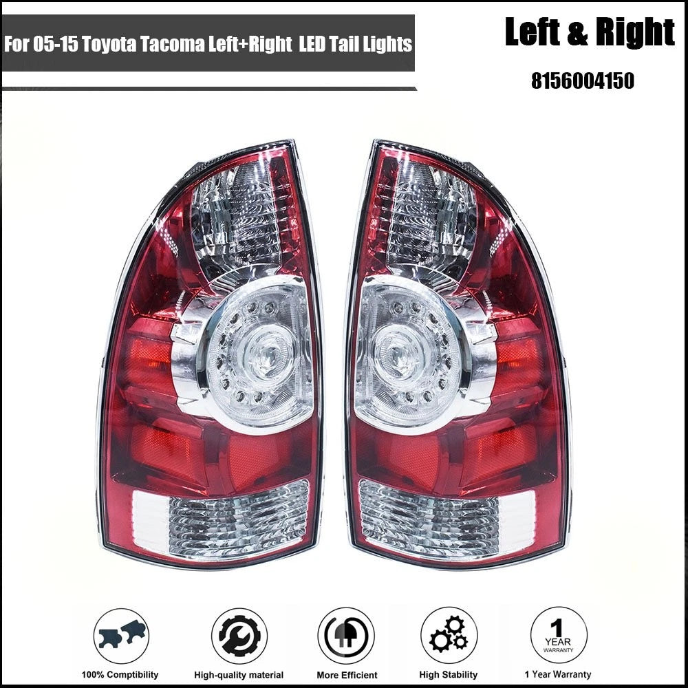 Set of 2 LED Chrome Tail Lights for Toyota Tacoma (2005–2015)