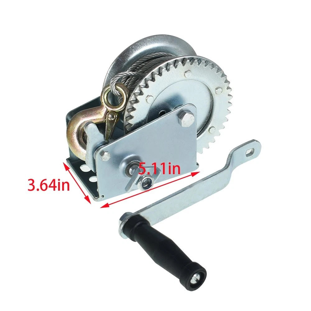 Manual Crank Winch for Truck 1500 lbs with 10m Rope (High Carbon Steel)
