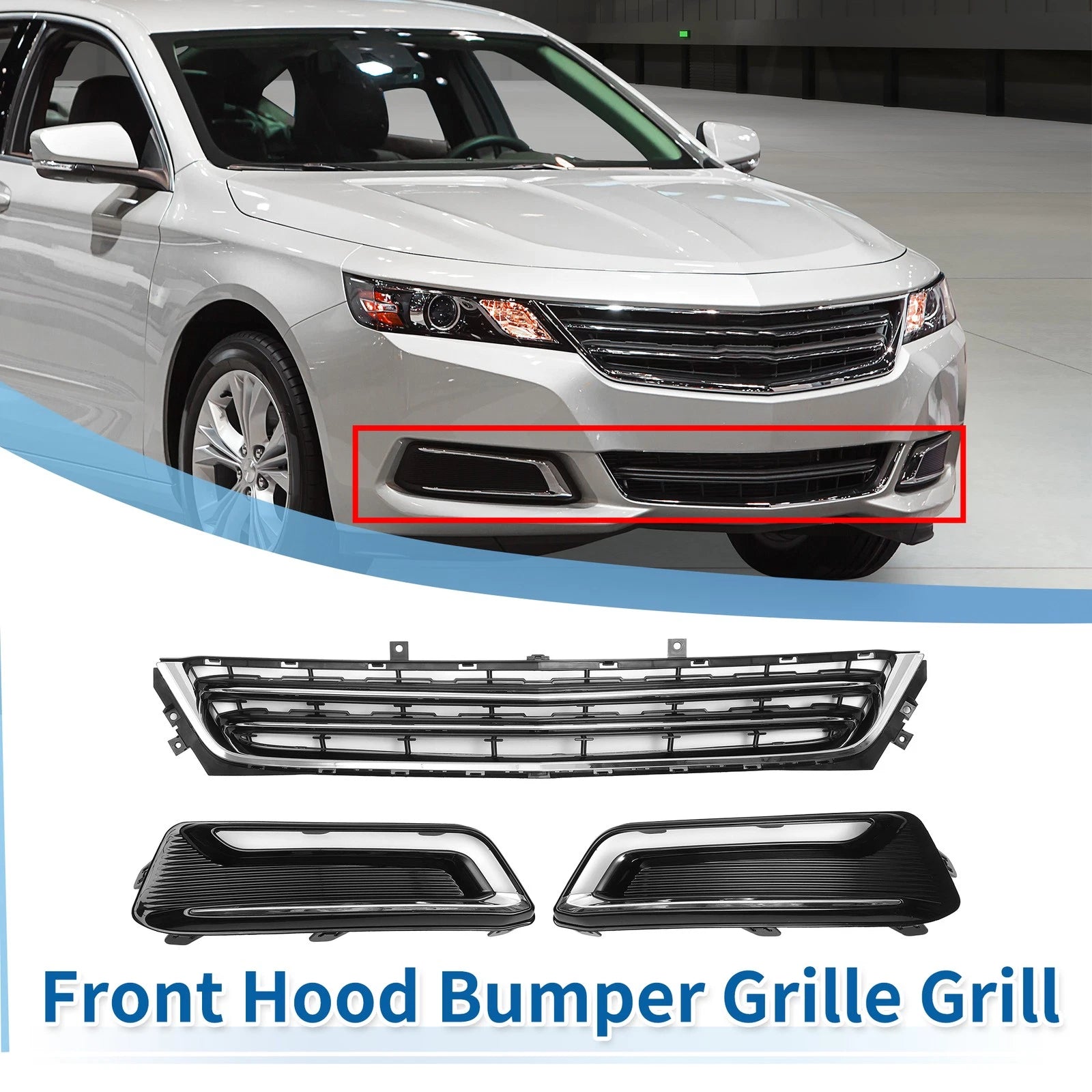 Set of 1 Front Lower Bumper Grille for Chevrolet Impala (2014–2020) Chrome