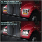 Chrome Housing LED DRL Sequential Turn Signal Headlights for Kenworth W990 (2019–2022)