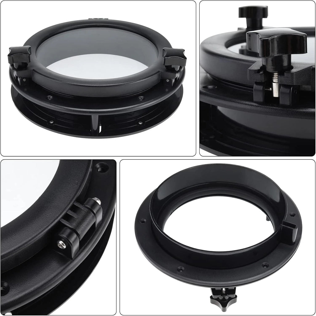 10" Round Portlight Porthole Window for Marine Applications (ABS, Tempered Glass)