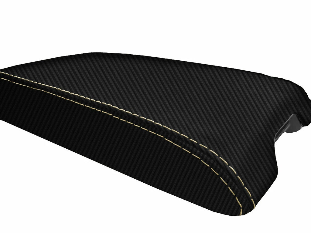 Console Lid Cover for Infiniti G35 Coupe (2002–2007) Carbon Fiber Beige Stitch