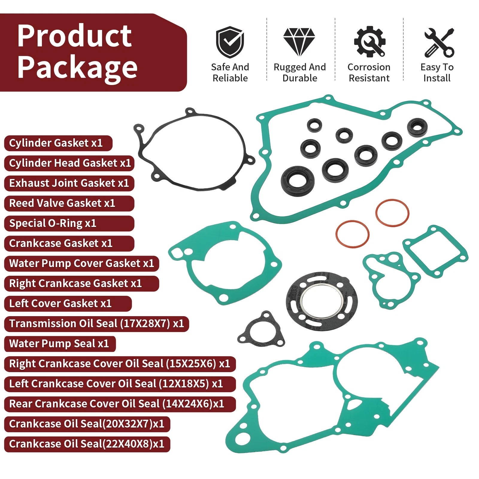 Gasket Set with Oil Seal Kit for Honda CR80R (1986–1991)