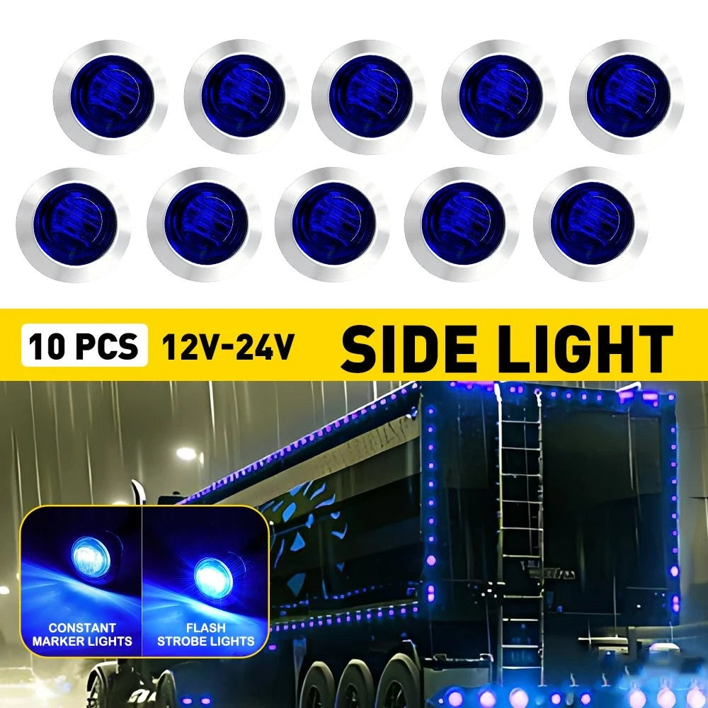 3/4" Dual Function Blue Strobe & Steady Marker Lights 12V EXV