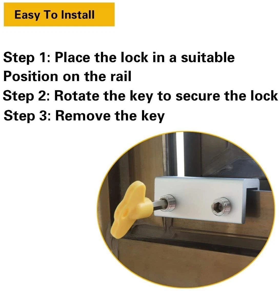 1PC Aluminum Alloy Door Window Lock Restrictor for Universal Use