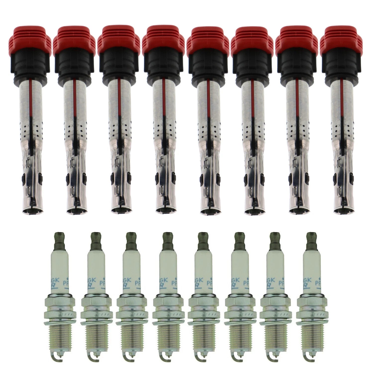 Set of 8 Ignition Coils & NGK Laser Platinum Spark Plugs for Touareg Q7 S5 V8