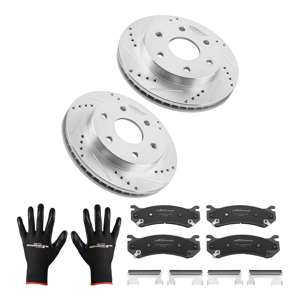 Set of 4 Front Drilled Brake Rotors & Ceramic Pads for Chevrolet Tahoe (2000–2006) S-55054