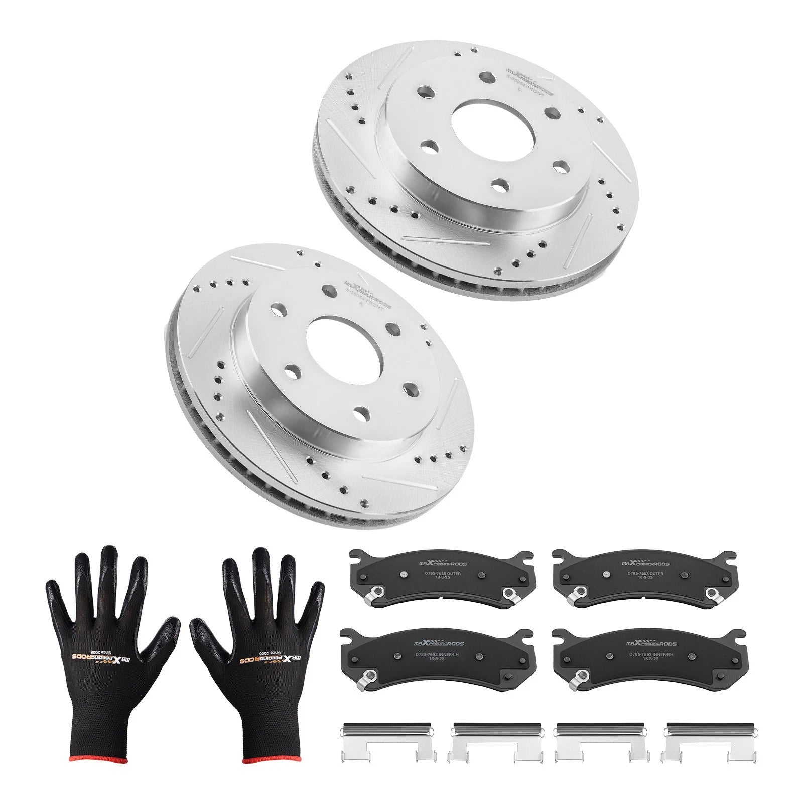 Set of 4 Front Drilled Brake Rotors & Ceramic Pads for Chevrolet Tahoe (2000–2006) S-55054